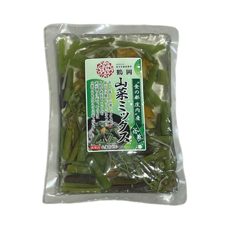 国産山菜ミックス【庄内産：100g】 山形県庄内の美味しい漬物　わらび　みず　なめこ　えのき茸　山菜　鶴岡産　おひたし　水煮