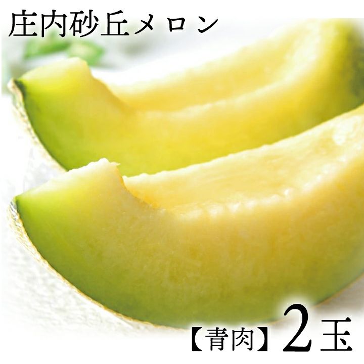 庄内砂丘メロン【青玉/約1.2kg･2玉/化粧箱】山形 土産 フルーツ 御中元 お中元  発送期間：6月下旬～7月下旬　※青玉の品種はアンデス・鶴姫メロンいずれか　 一部送料無料
