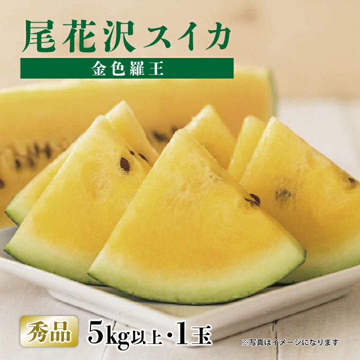 【数量限定販売/7～8月販売予定】尾花沢スイカ 金色羅王（秀品/5kg以上1玉） 一部送料無料 山形県尾花沢市 高級フルーツ 黄色いスイカ 金色羅王 ギフト 贈答用 土産 お中元 暑中見舞い